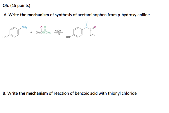 Solved A. Write The Mechanism Of Synthesis Of Acetaminophen | Chegg.com