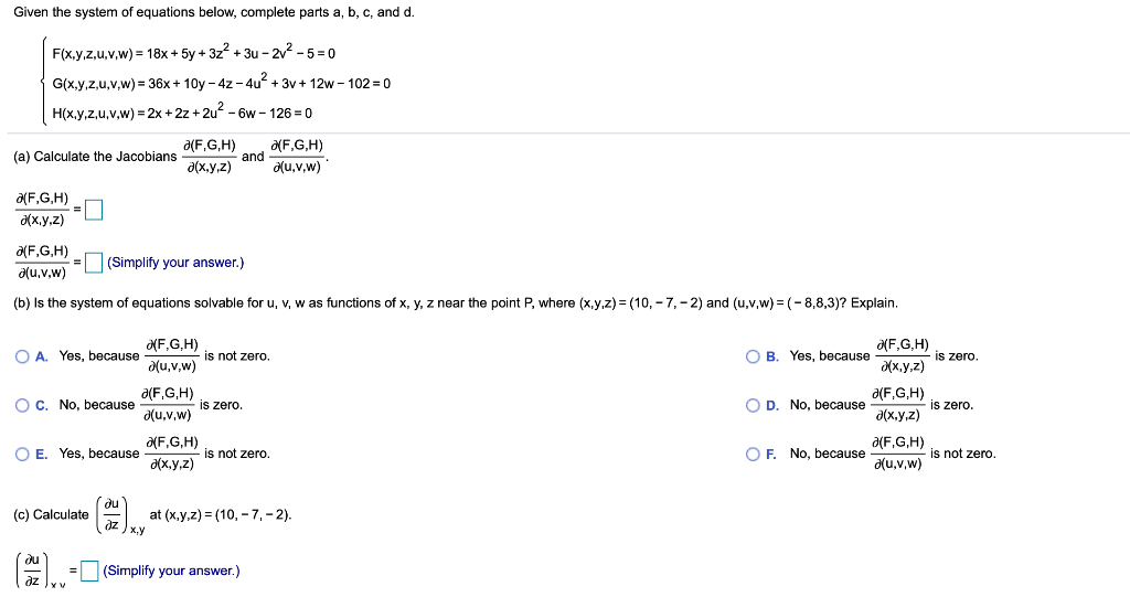 Solved Given The System Of Equations Below Complete Part Chegg Com