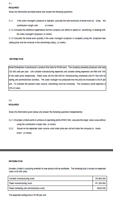 Solved 3.1 REQUIRED Study the information provided below and | Chegg.com