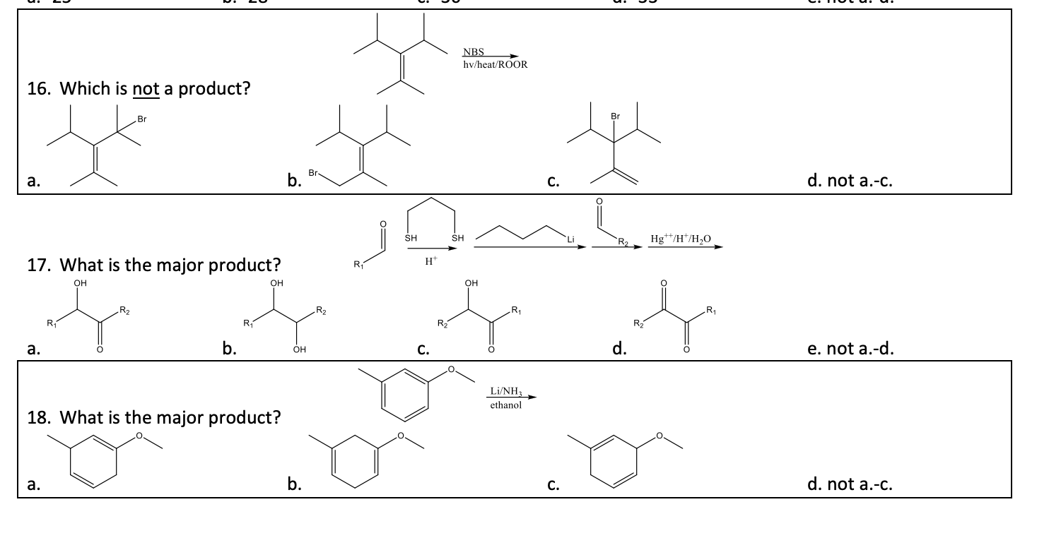 Solved NBS hv/heat/ROOR 16. Which is not a product? Br Br Br | Chegg.com