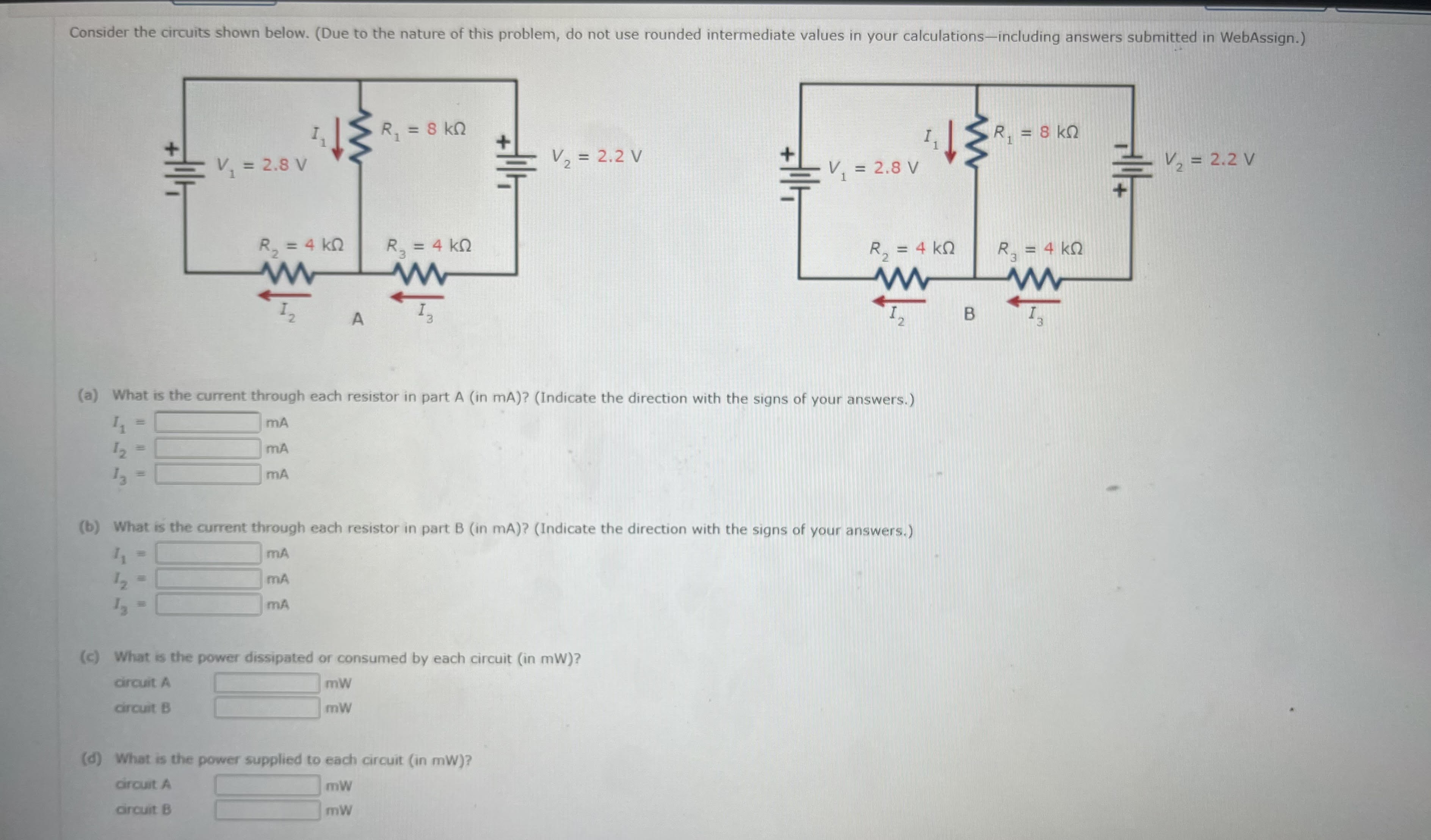 Solved (a) What Is The Current Through Each Resistor In Part | Chegg.com