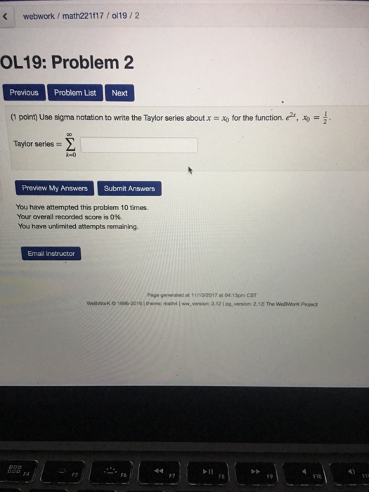 Solved webwork/ math221f17/ol19/2 OL19: Problem 2 Previous | Chegg.com