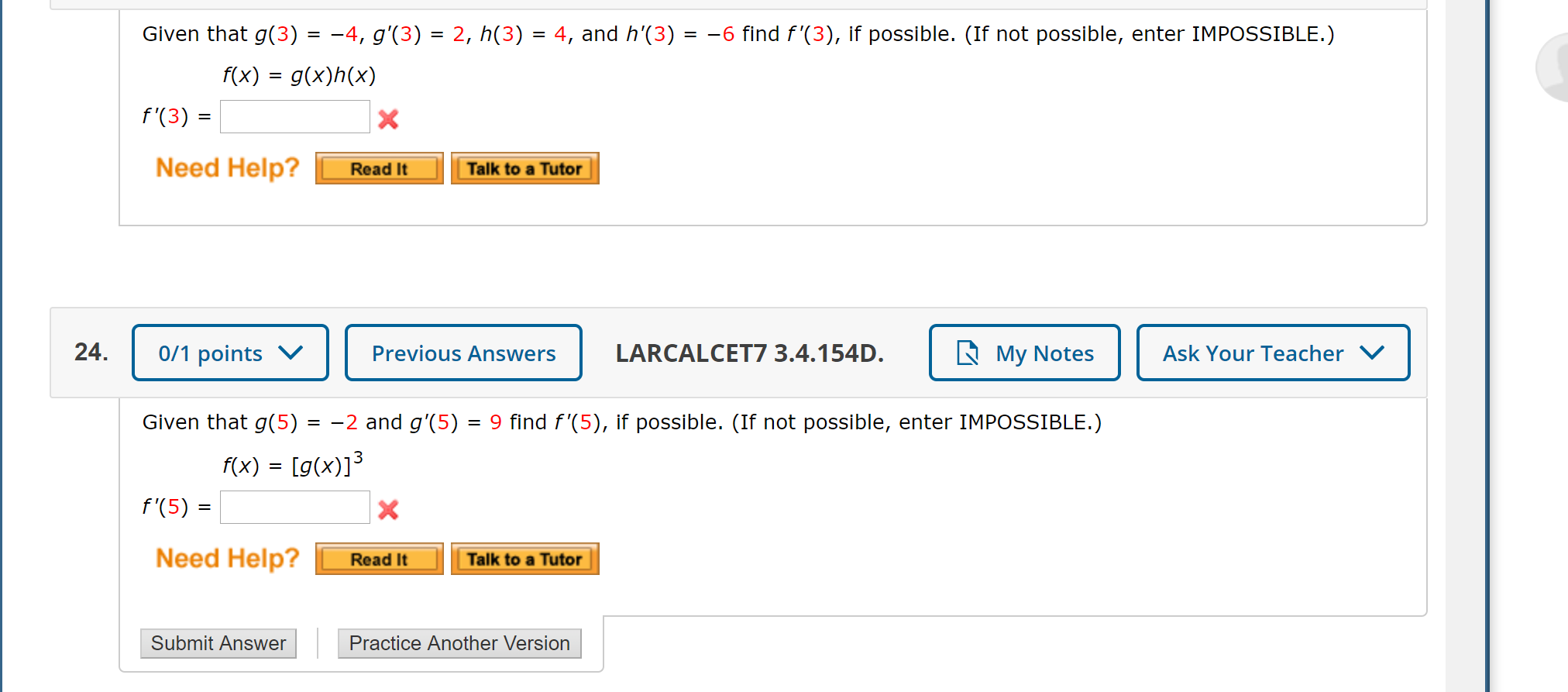 Solved Given That G 3 4 G 3 2 H 3 4 And H Chegg Com