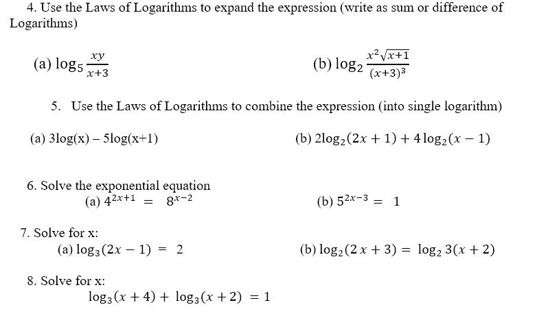 Solved 4 Use The Laws Of Logarithms To Expand The 8707