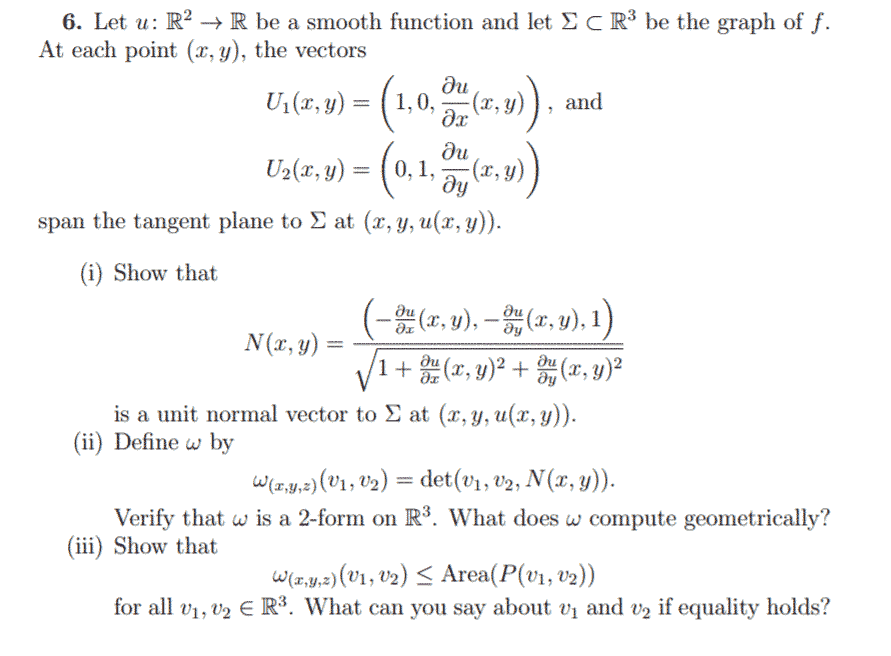 Solved Let u: R 2 → R be a smooth function and let Σ ⊂ R 3 | Chegg.com