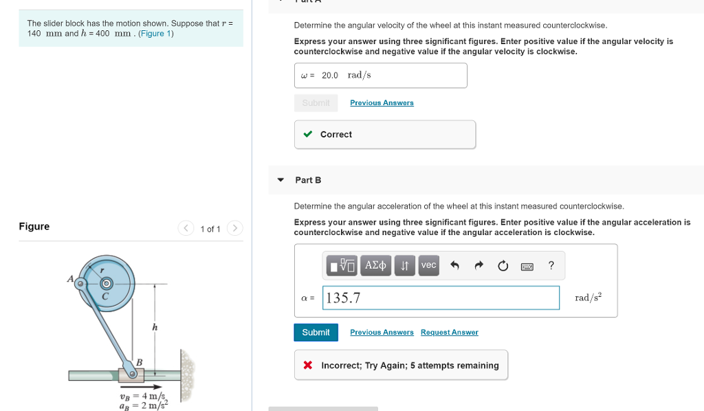 Solved The slider block has the motion shown. Suppose that | Chegg.com