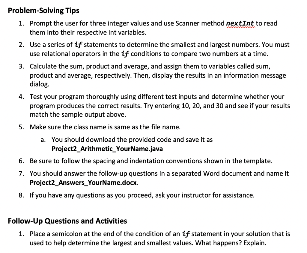 Solved Write a Java program for arithmetic calculations and | Chegg.com