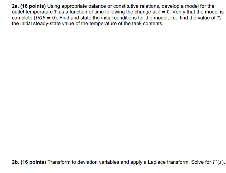 2. (80 points) Process Dynamics. In Problem 2 we will | Chegg.com