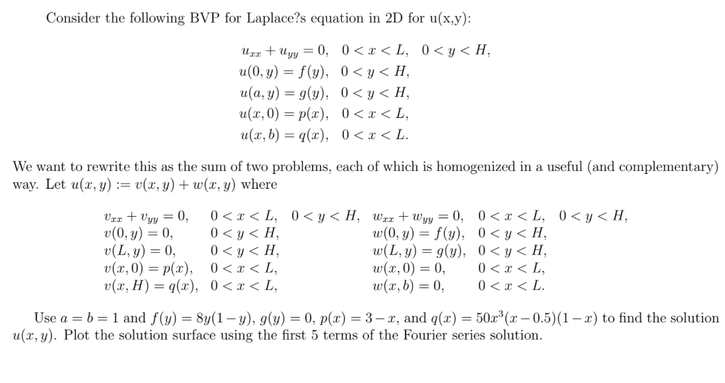 Solved Consider The Following Bvp For Laplace S Equation Chegg Com