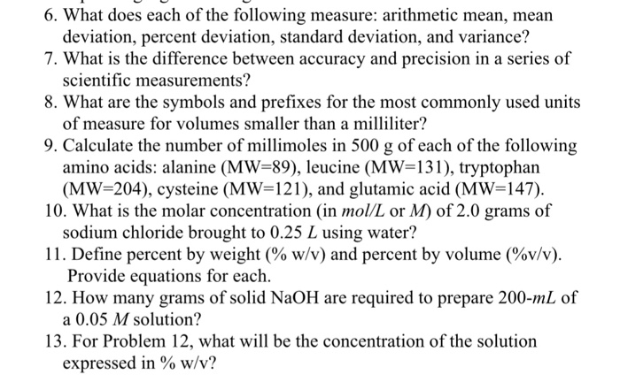Solved 6. What does each of the following measure: | Chegg.com