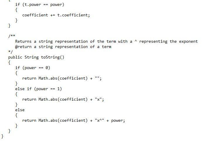 Solved Using the attached files, Term.java, Polynomial.java, | Chegg.com