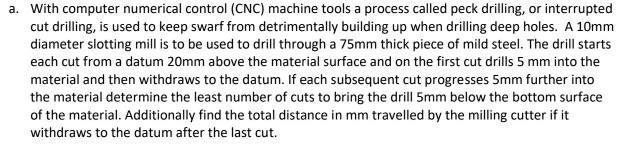 Solved a. With computer numerical control (CNC) machine | Chegg.com