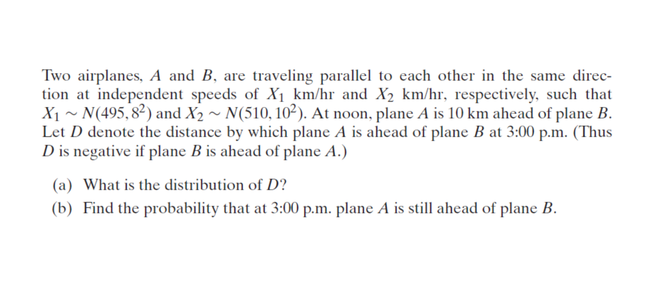 Solved Two Airplanes, A And B, Are Traveling Parallel To | Chegg.com