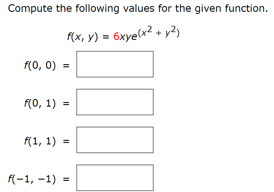 Solved Compute The Following Values For The Given Function. | Chegg.com