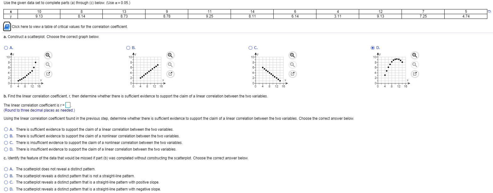 Solved Use the given data set to complete parts (a) through | Chegg.com