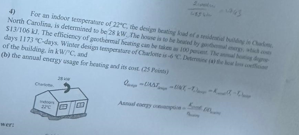 Solved For an indoor temperature of 22°C, ﻿the design | Chegg.com