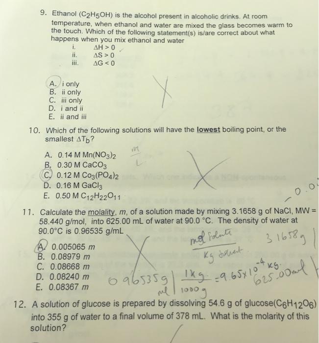 Solved 9. Ethanol (C2H5OH) is the alcohol present in