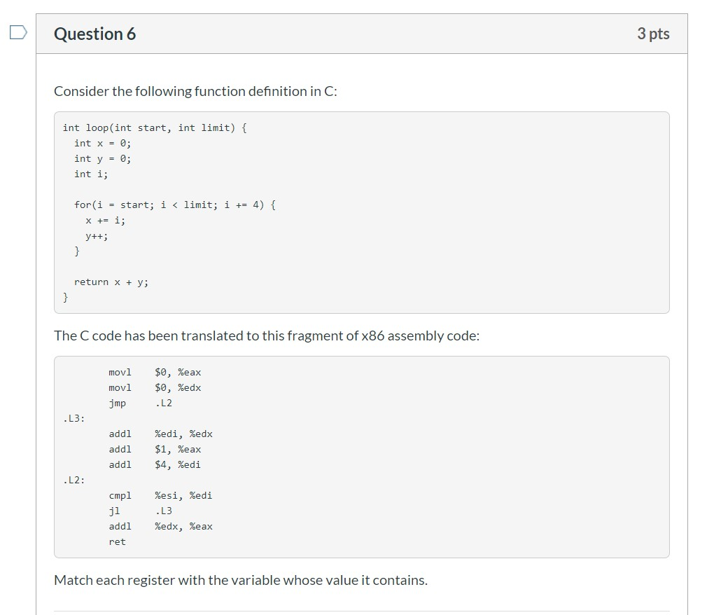 Solved Question 6 3 pts Consider the following function | Chegg.com