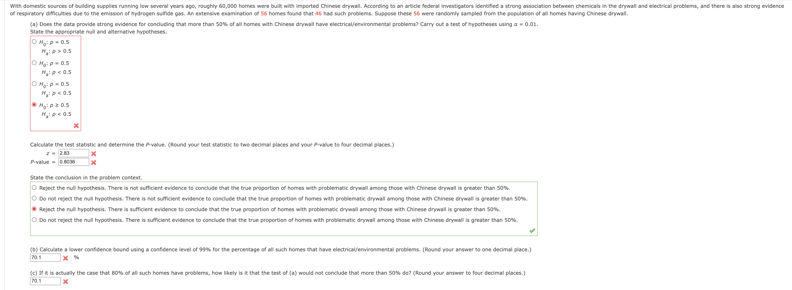 Solved Calculate the test statistic and determine the | Chegg.com