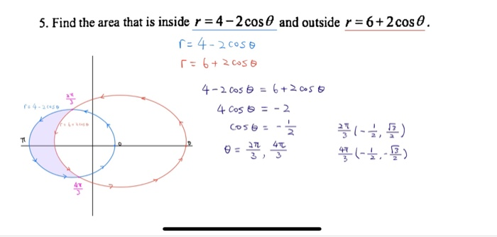 Solved find the area that is inside r=4-2cos(theta) and | Chegg.com