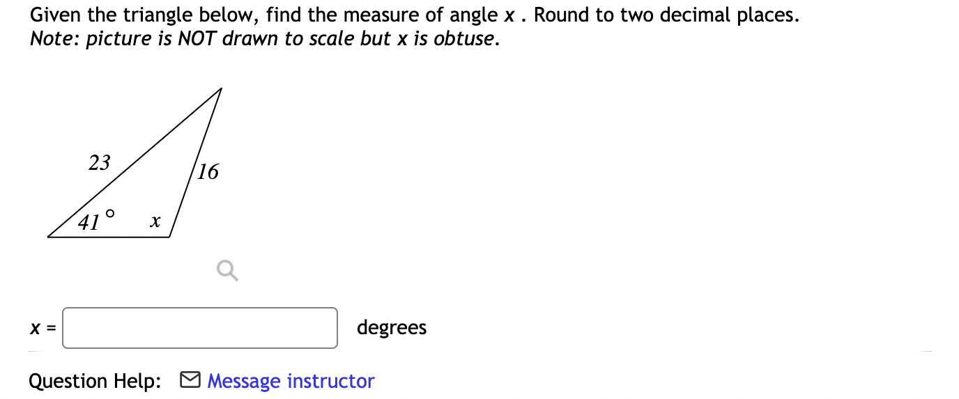 Solved Given the triangle below, find the measure of angle | Chegg.com