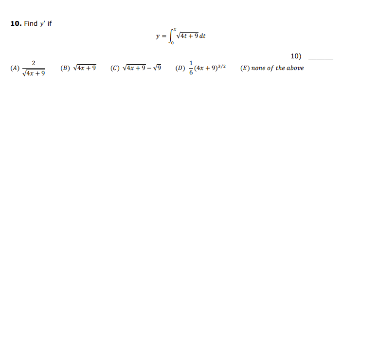 solved-10-find-y-if-y-0x4t-9dt-a-4x-92-b-4x-9-c-chegg