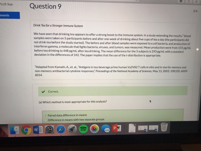 Solved us Sup Question 9 2/4 ments Drink Tea for a Stronger