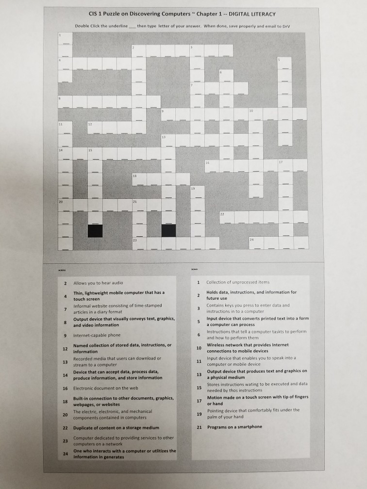 Solved CIS 1 Puzzle on Discovering Computers Chapter 1- | Chegg.com