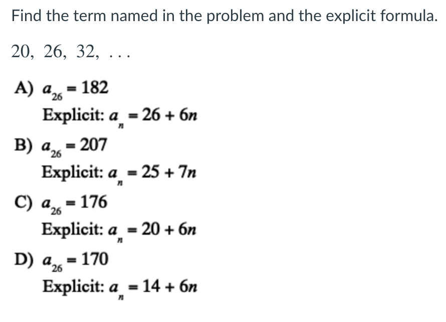 Solved Find the term named in the problem and the explicit | Chegg.com