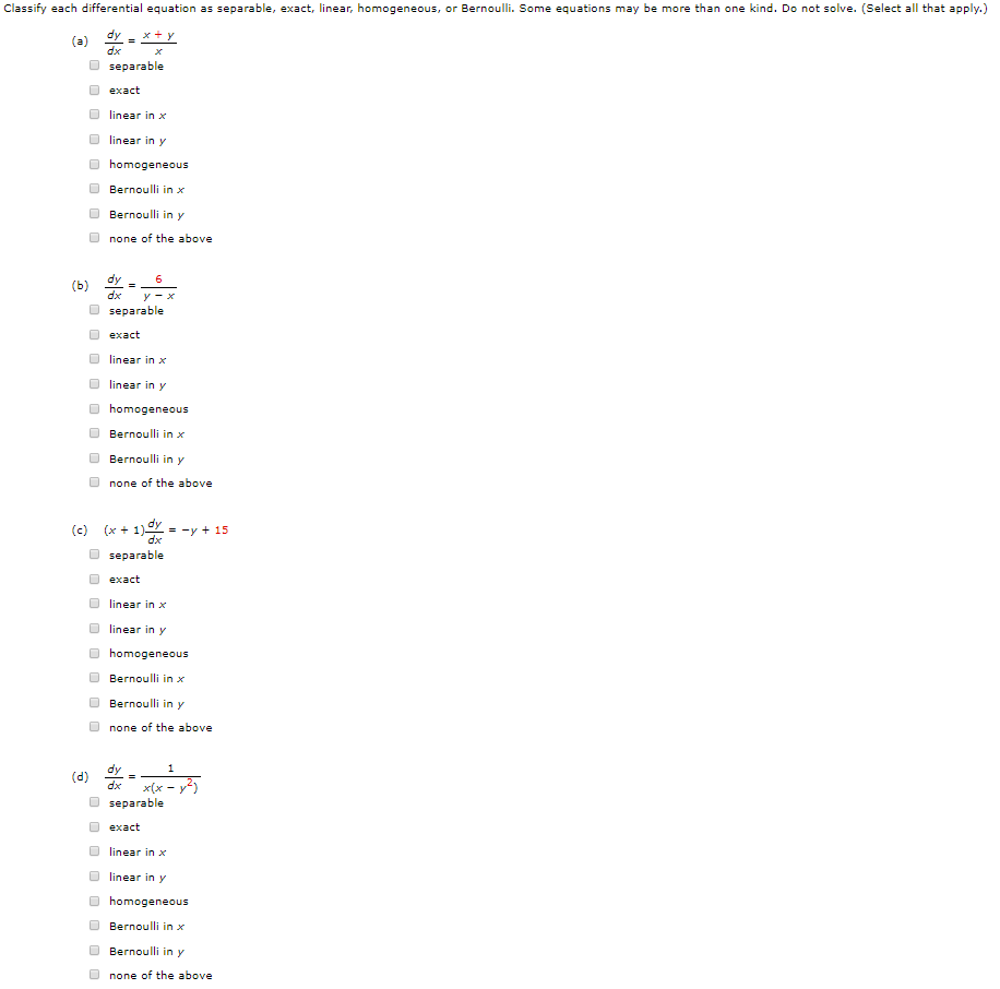 Solved Classify Each Differential Equation As Separable