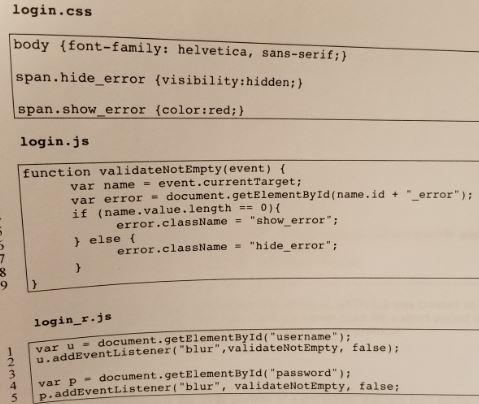 Solved Below is code for a login form with simple | Chegg.com