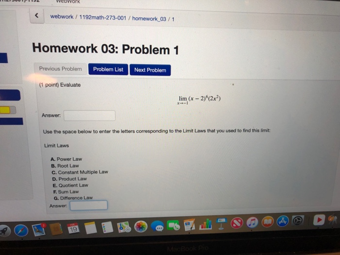 Solved Webwork Kwebwork 1192math-273-001/homework_03 /1 | Chegg.com