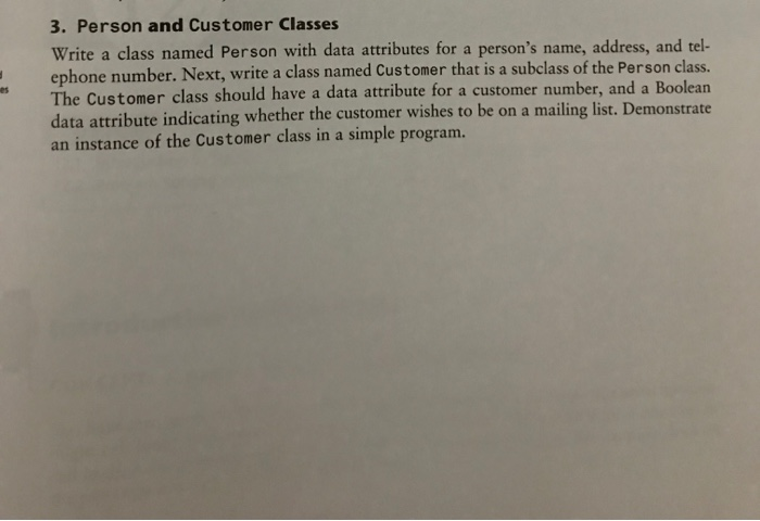 Solved 3. Person and Customer Classes Write a class named | Chegg.com