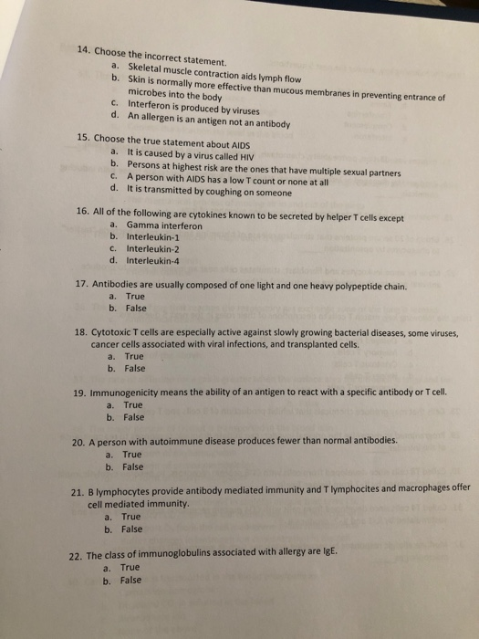 Solved 14. Choose The Incorrect Statement. Skeletal Muscle 