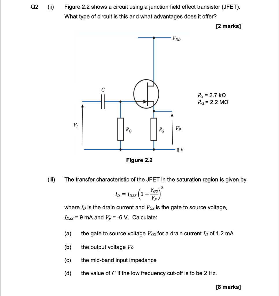 Solved Q2 (ii) Figure 2.2 shows a circuit using a junction | Chegg.com