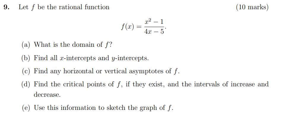 Solved 9. Let f be the rational function (10 marks) | Chegg.com