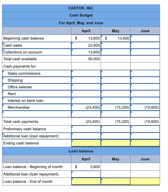 Solved Exercise 20-31A Merchandising: Cash budget LO P4 | Chegg.com