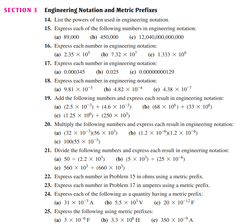 Solved SECTION 3 ﻿Engineering Notation and Metric | Chegg.com