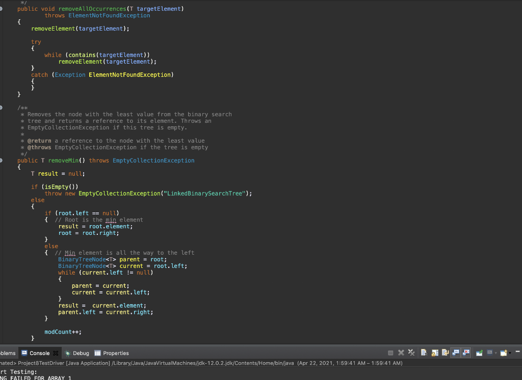 Solved Create a method called printTree() that displays the | Chegg.com
