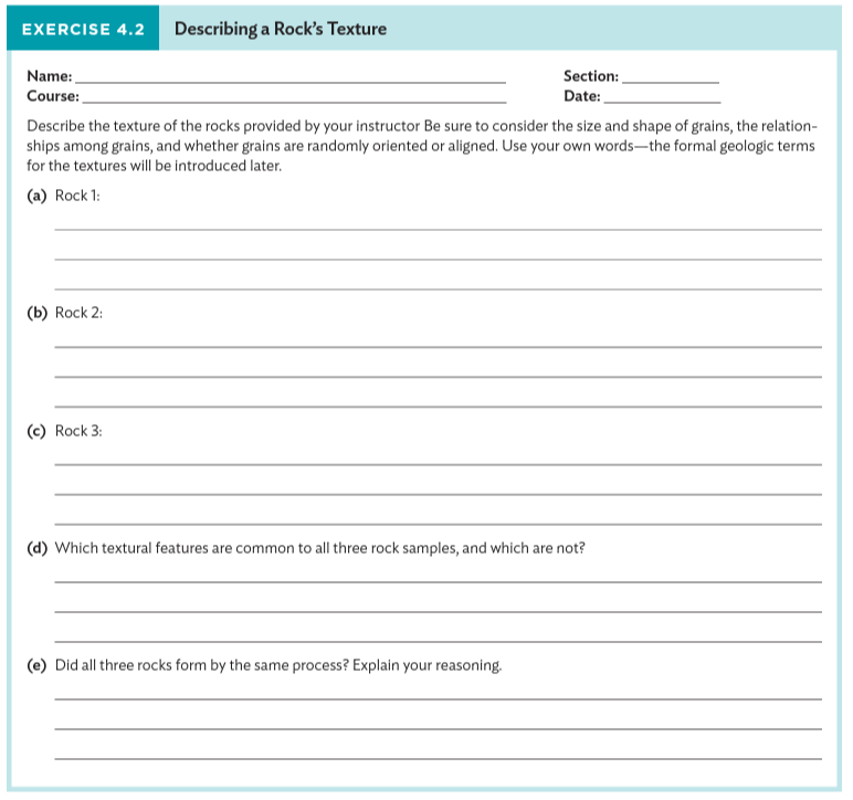 Solved EXERCISE 4.2 Describing a Rock's Texture Course: | Chegg.com