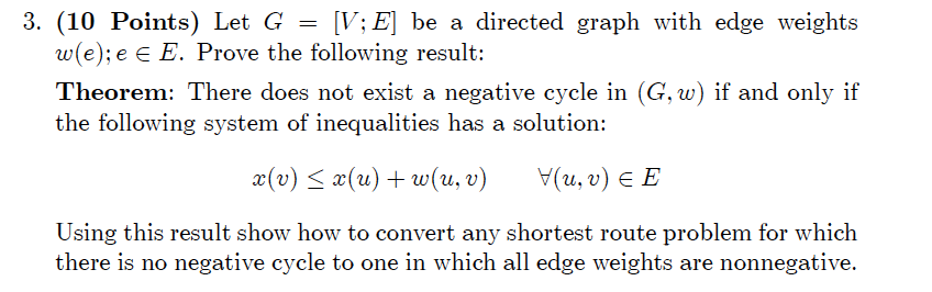Solved 3. (10 Points) Let G = [V; E] be a directed graph | Chegg.com