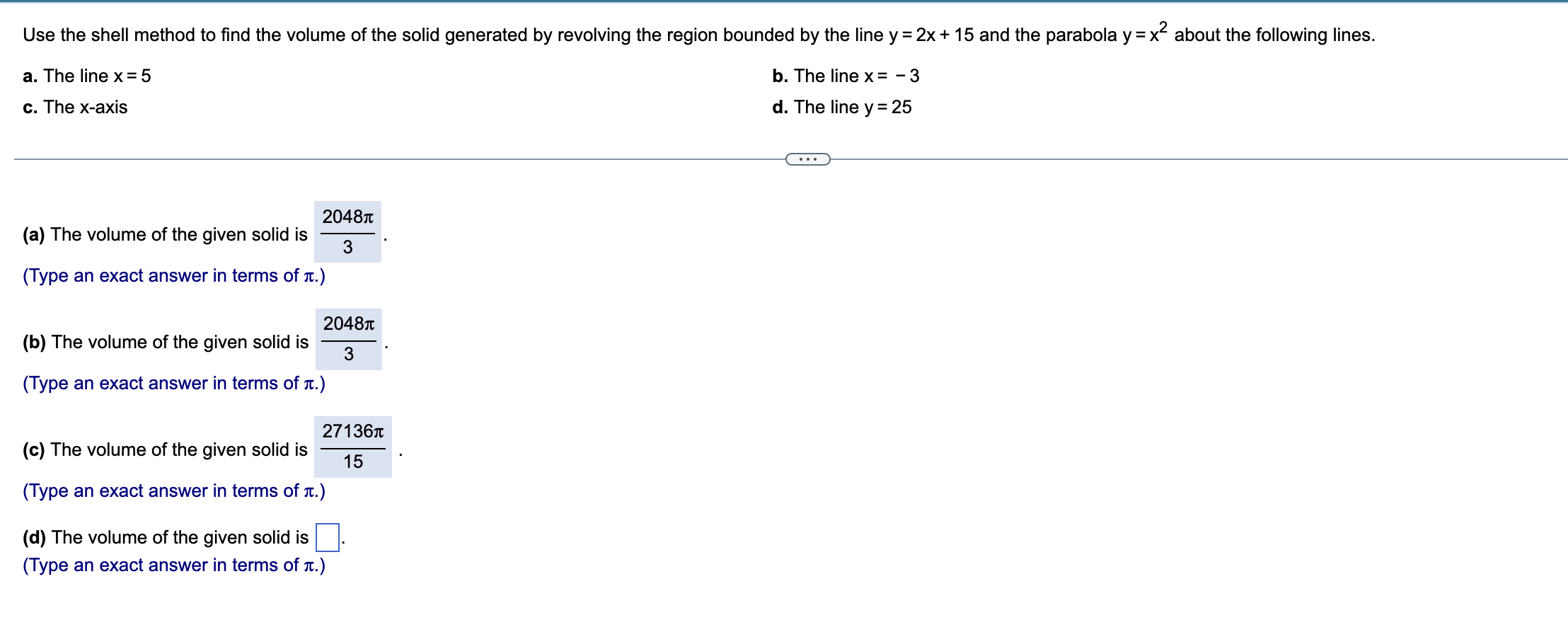 Solved Use the shell method to find the volume of the solid | Chegg.com
