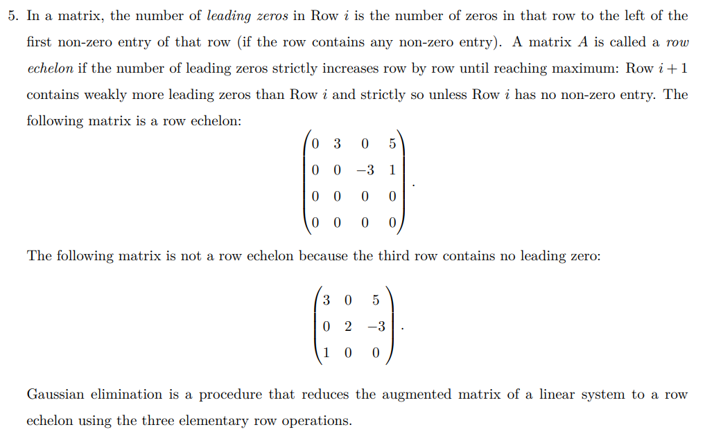 Solved 5. In a matrix the number of leading zeros in Row i