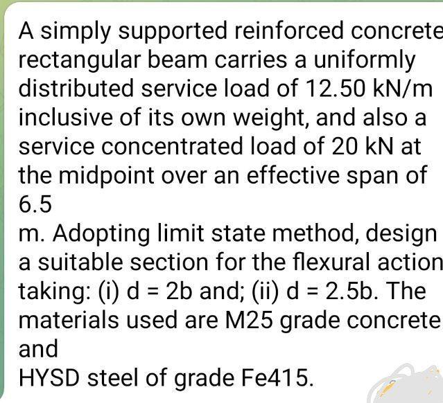 Solved A simply supported reinforced concrete rectangular | Chegg.com