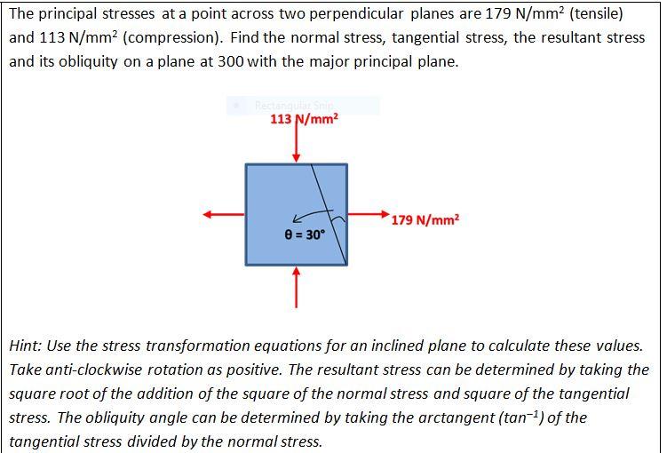 Solved] Principal stresses at a point are 80 N/mm2 and 40 N/mm2, bot