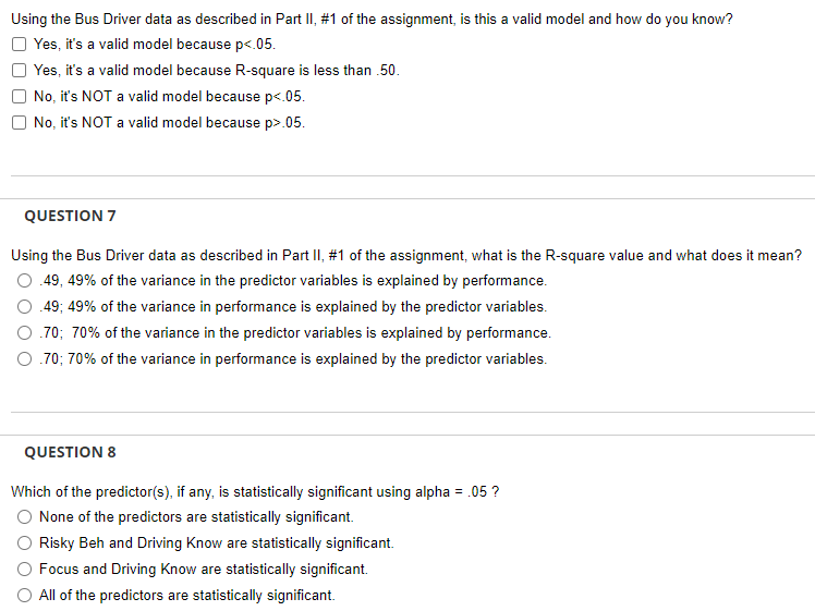 Solved Part II: Bus Drivers (Assignment Questions 6-10). | Chegg.com