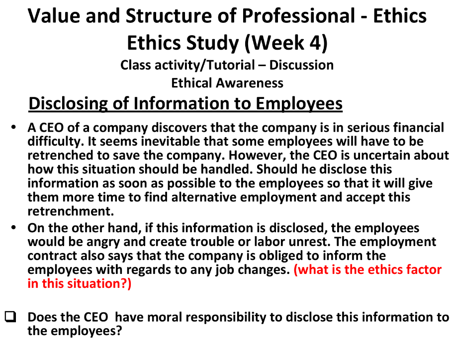 Solved Ethics Study (Week 4) Class Activity/Tutorial - | Chegg.com