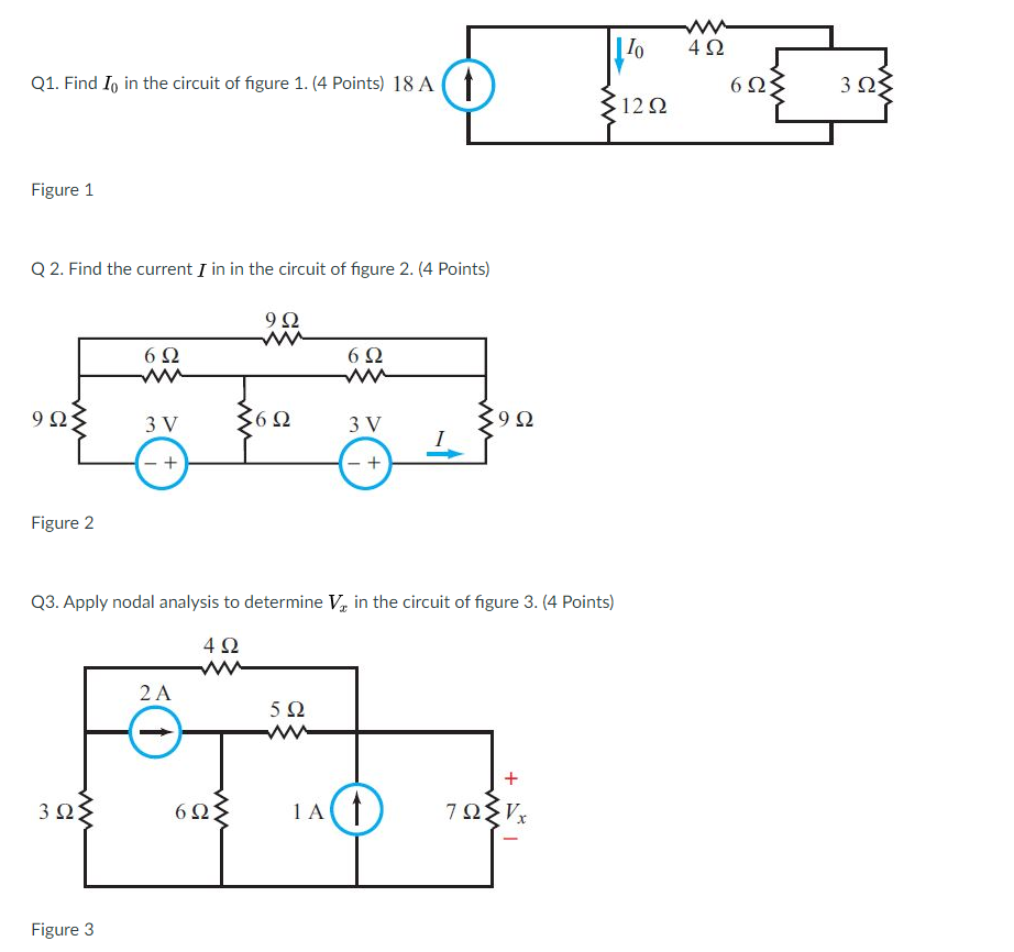 Solved ΙΟ 4 Ω Q1. Find Io in the circuit of figure 1. (4 | Chegg.com