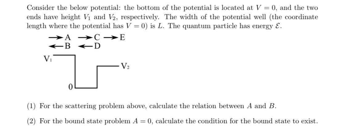 Solved Consider the below potential: the bottom of the | Chegg.com