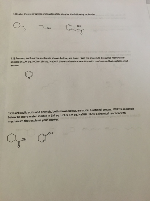 Solved Label the electrophilic and nucleophilic sites for | Chegg.com